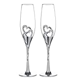 Ritanne 2 piezas en forma de corazón boda copa de vino copas de champán amante Rhinestone boda cristal copa banquete boda decoración (tamaño: 230ml)